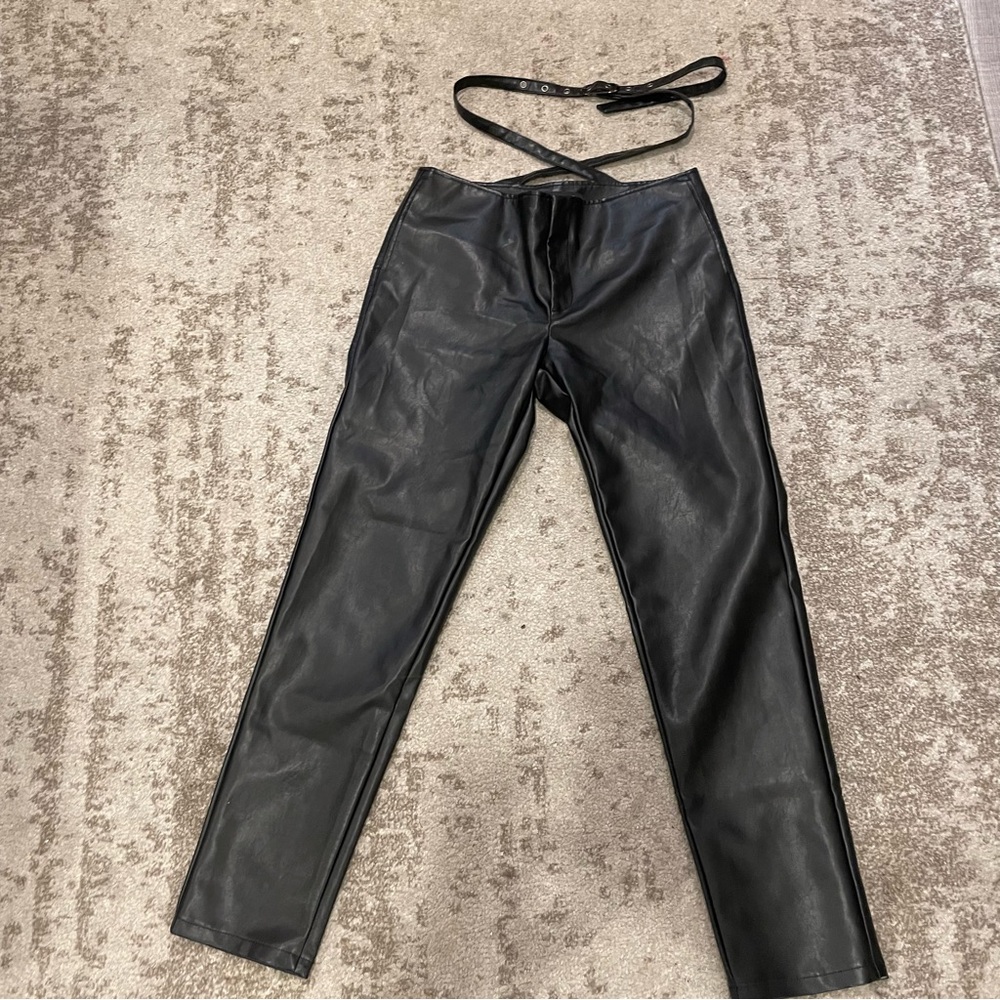 Lioness Black Straight Leg Leather Pants - Picture 5 of 7